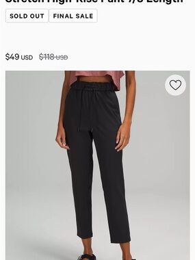 lululemon athletica Black Cropped Paperbag-Waist Pants